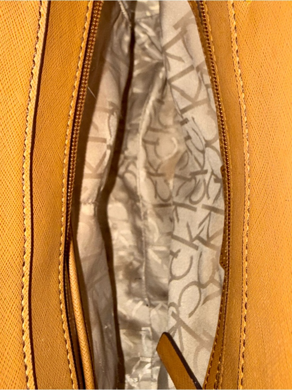 NWOT Calvin Klein Audrey CK Floral Emboss Satchel Handbag Iris Print Gold - Picture 6 of 6